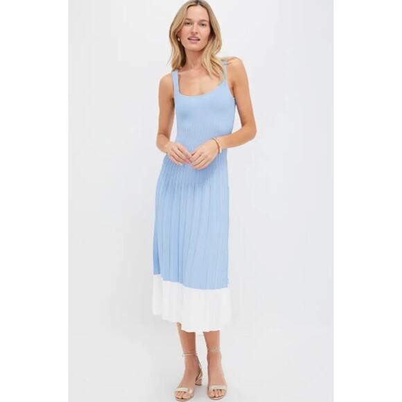 STAUD Dresses & Skirts - STAUD Clear Blue and White Ellison Dress Size M NWOT Retail $295